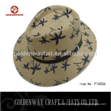 Sombreros de paja de papel de la alta calidad al por mayor de la impresión fedora panama